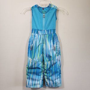 Spyder blue & green striped overall snow / ski pants toddler size 2